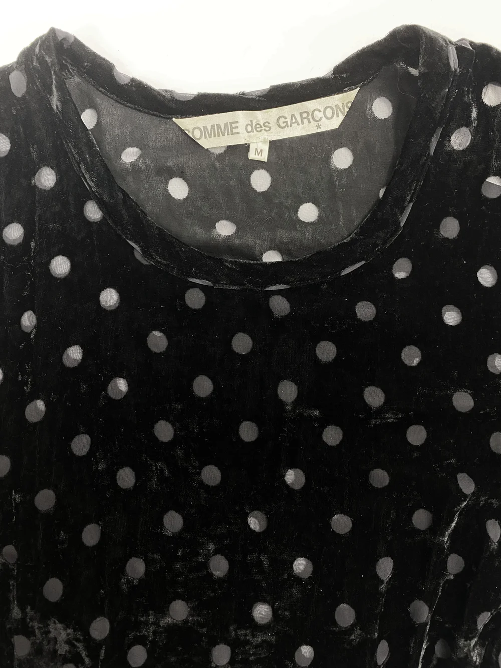 COMME des GARÇONS 2018 フリル スカラップステッチビスチェ Comme des Garçons white printed top with frilled side detail
